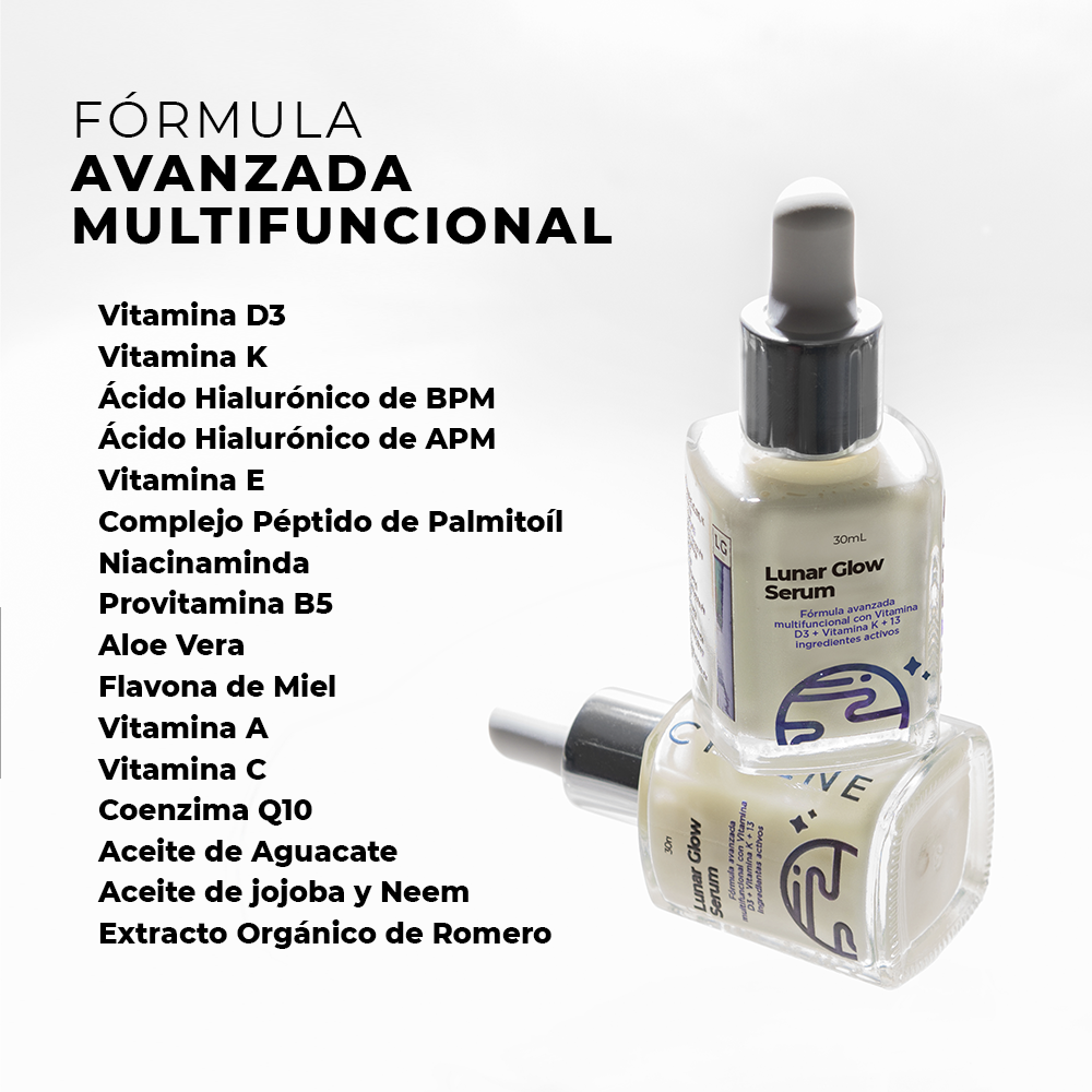 Lunar Glow Serum | Vitamina D3 y K + 13 Ingredientes Activos