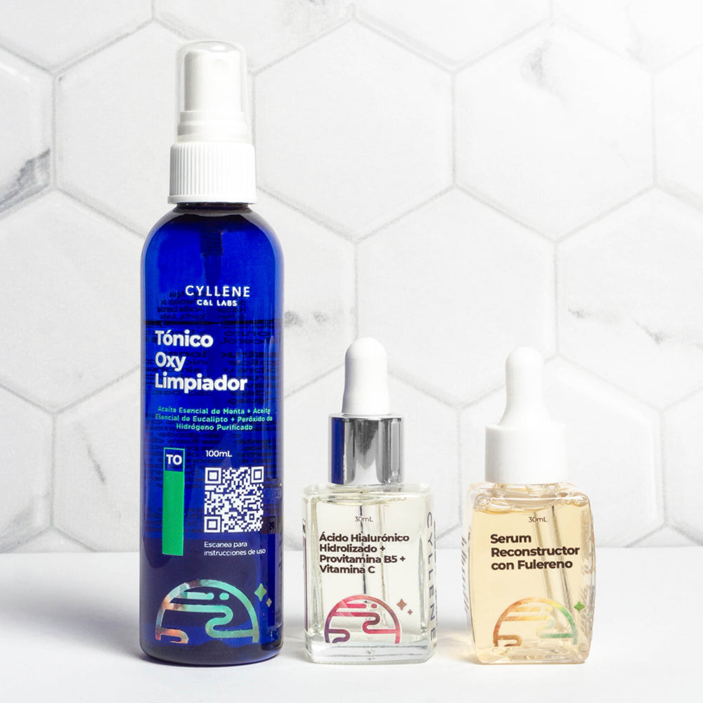 Provitamina B5 + Fulereno + Ácido Hialurónico + Limpieza | Disminuye imperfecciones de acné y piel sensible